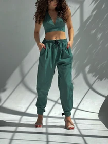 Брюки IJ модель lipuchki-linen-green Фото