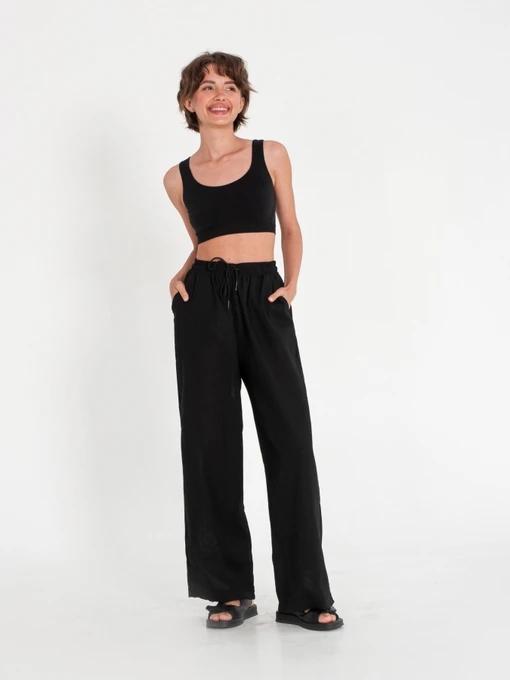 Брюки IJ модель wide-linen-black Фото