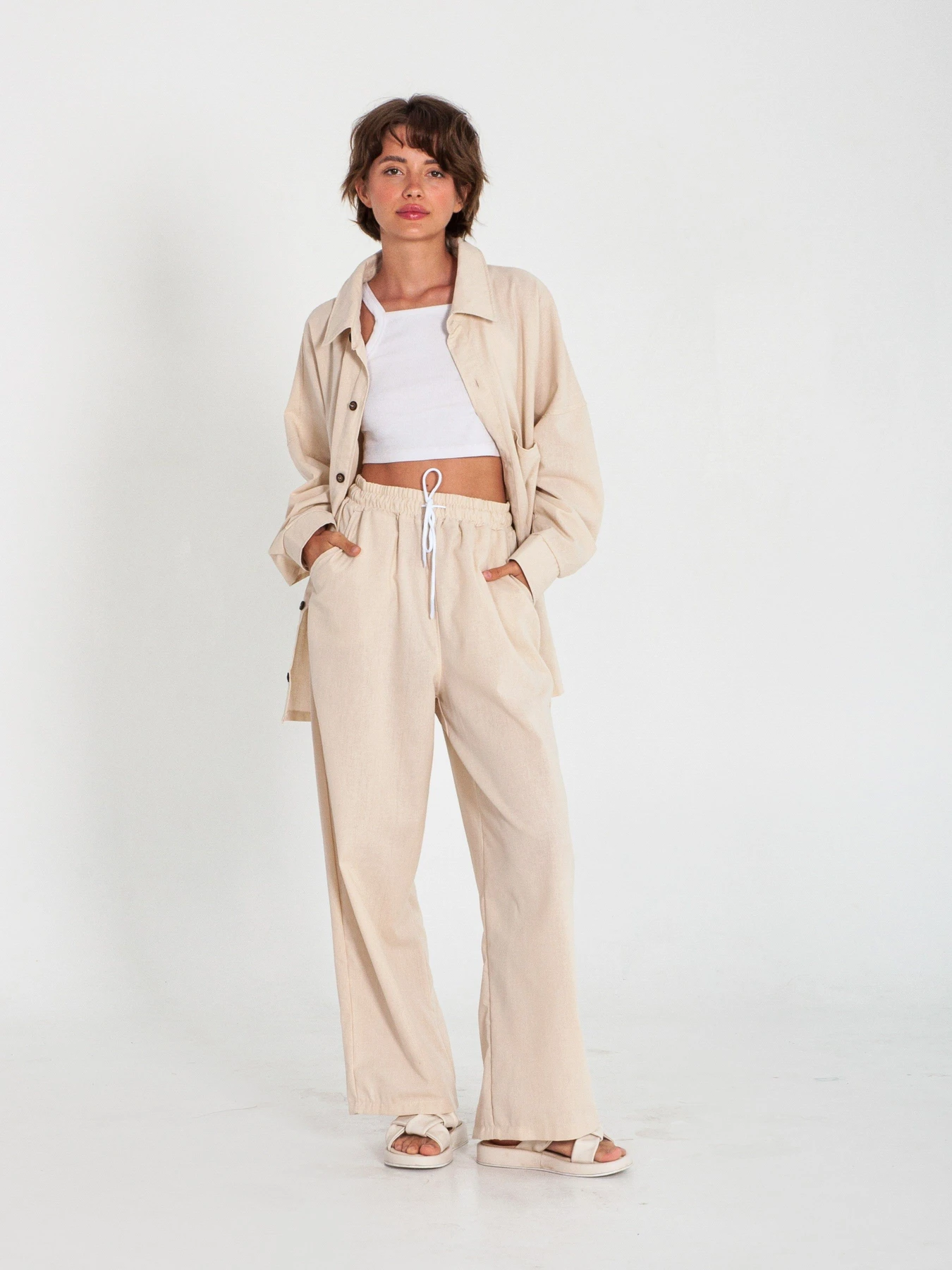 Брюки IJ модель wide-linen-bej Брюки IJ модель wide-linen-bej Фото