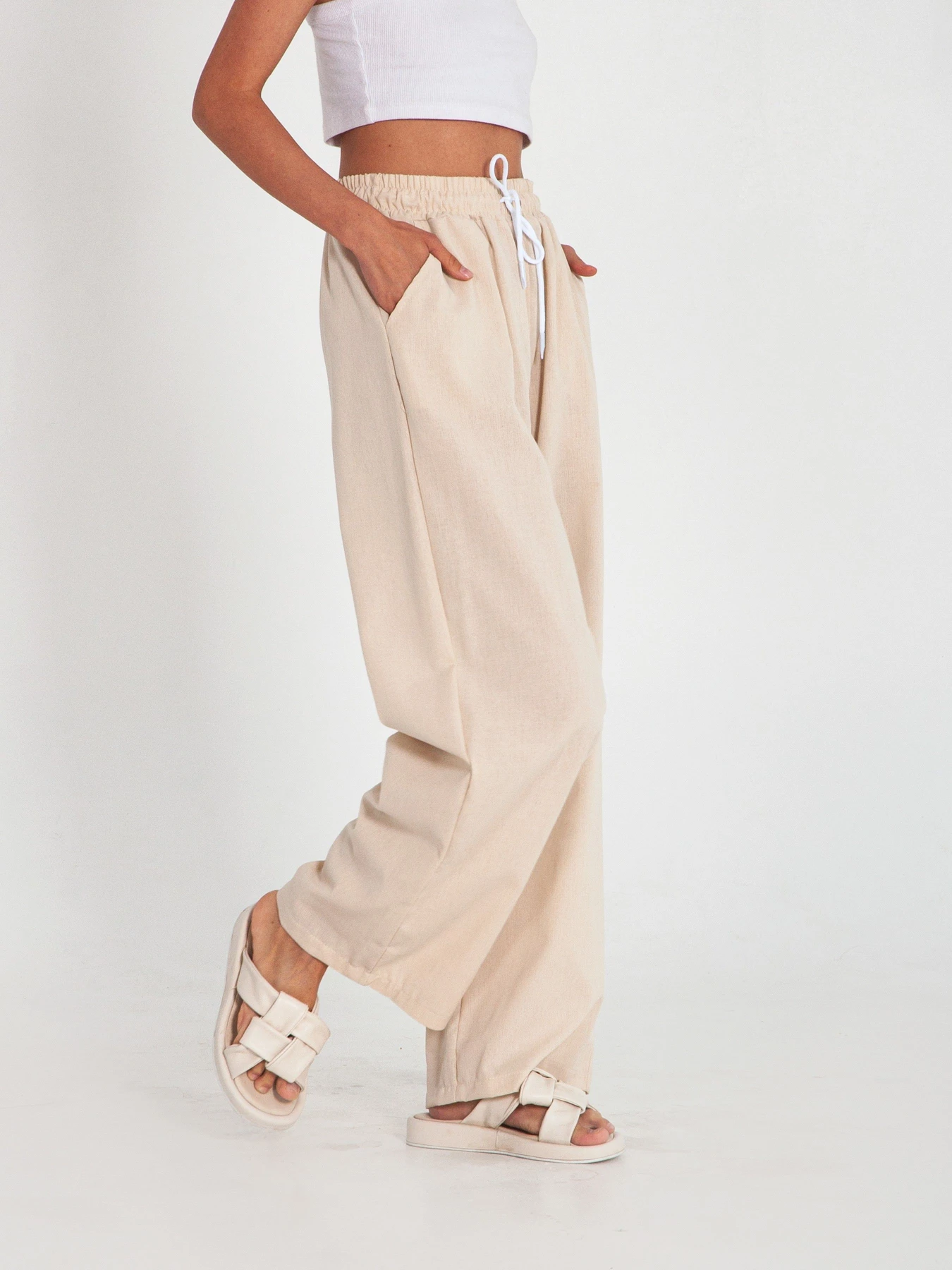 Брюки IJ модель wide-linen-bej Брюки IJ модель wide-linen-bej Фото