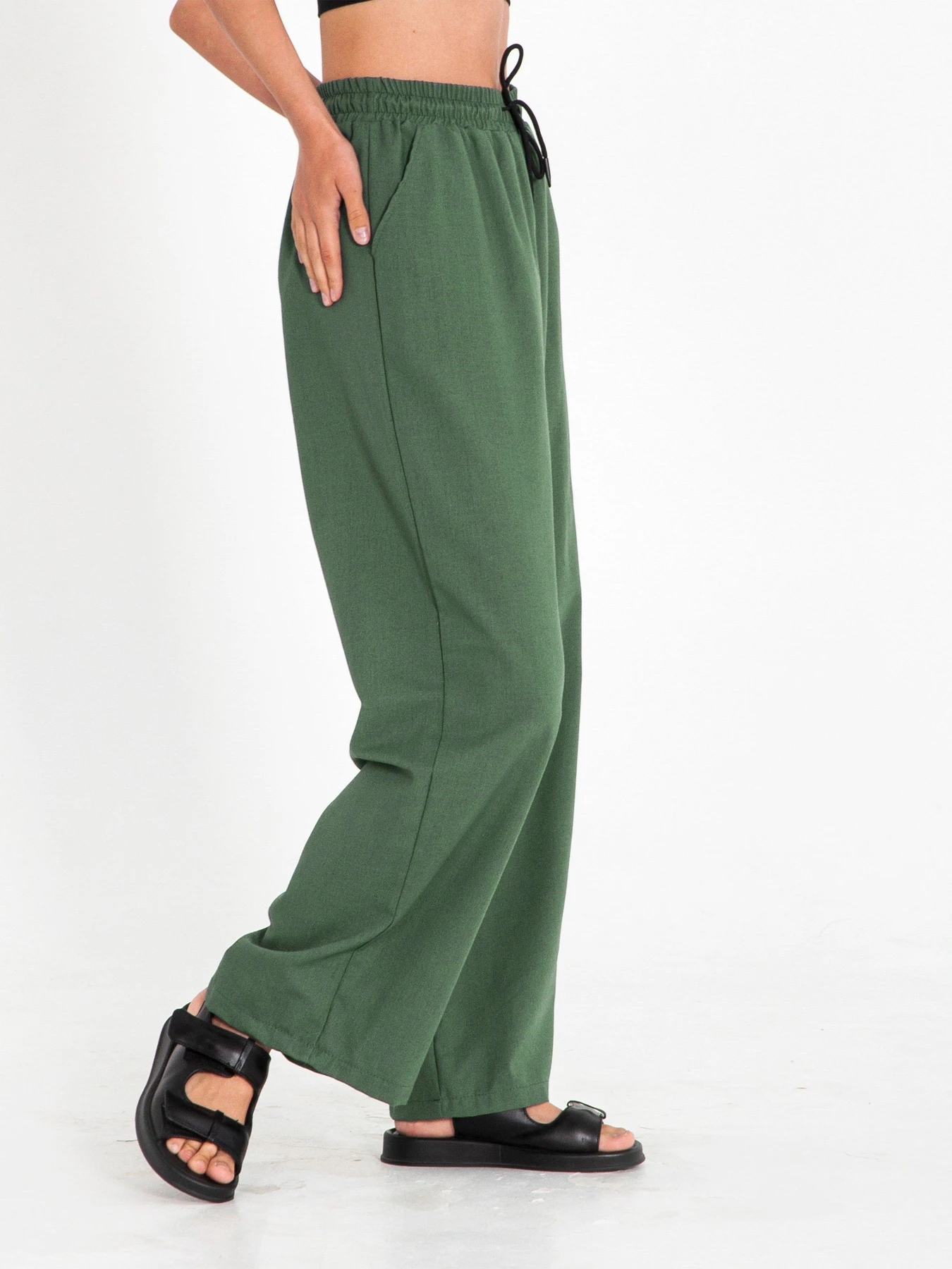Брюки IJ модель wide-linen-haki Брюки IJ модель wide-linen-haki Фото