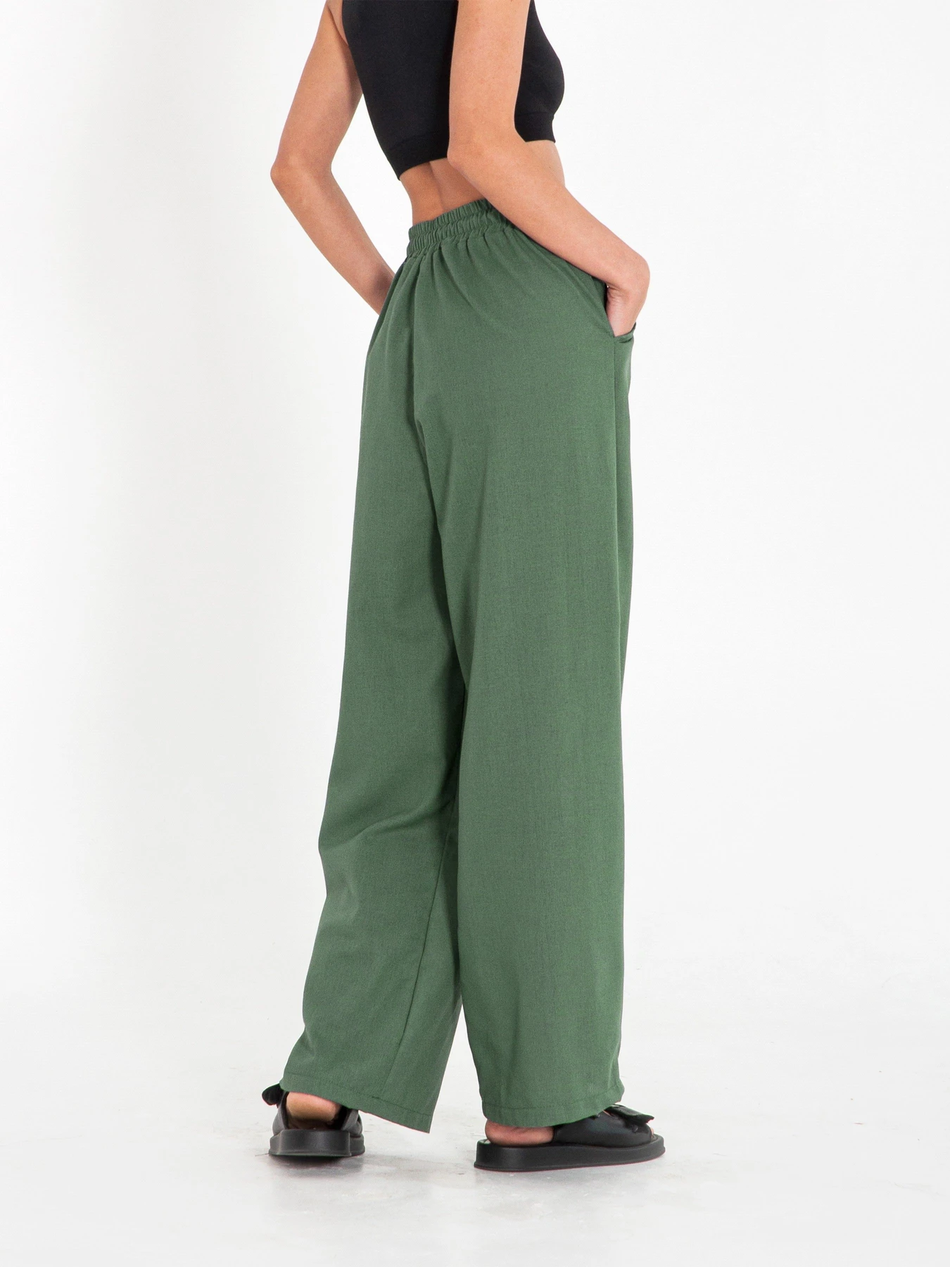 Брюки IJ модель wide-linen-haki Брюки IJ модель wide-linen-haki Фото