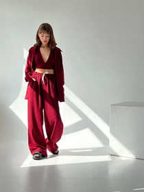 Брюки IJ модель wide-linen-bordo Фото