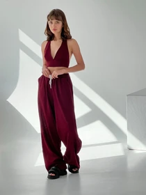 Брюки IJ модель wide-linen-bordo Фото