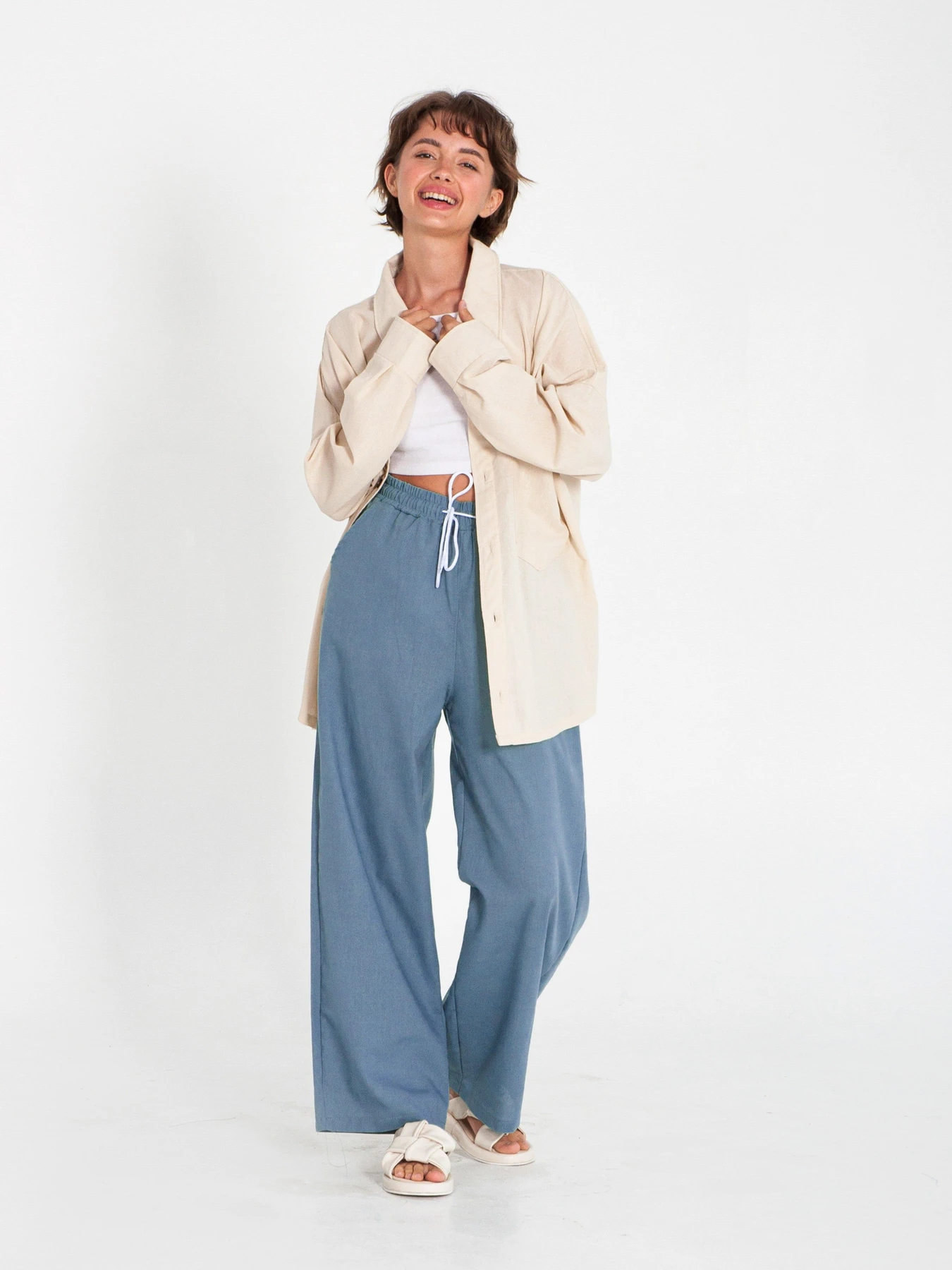Брюки IJ модель wide-linen-blue Брюки IJ модель wide-linen-blue Фото