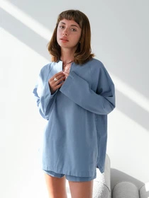 Сорочки IJ модель long-linen-blue Фото
