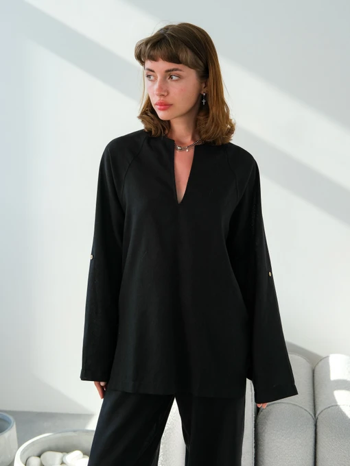 Рубашки IJ модель long-linen-black Фото