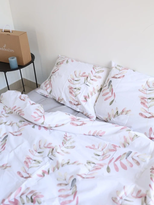 Комплект постельного белья с ткани Ранфорс серый цвет принт Веточки BedclozZzes модель 13127 Фото