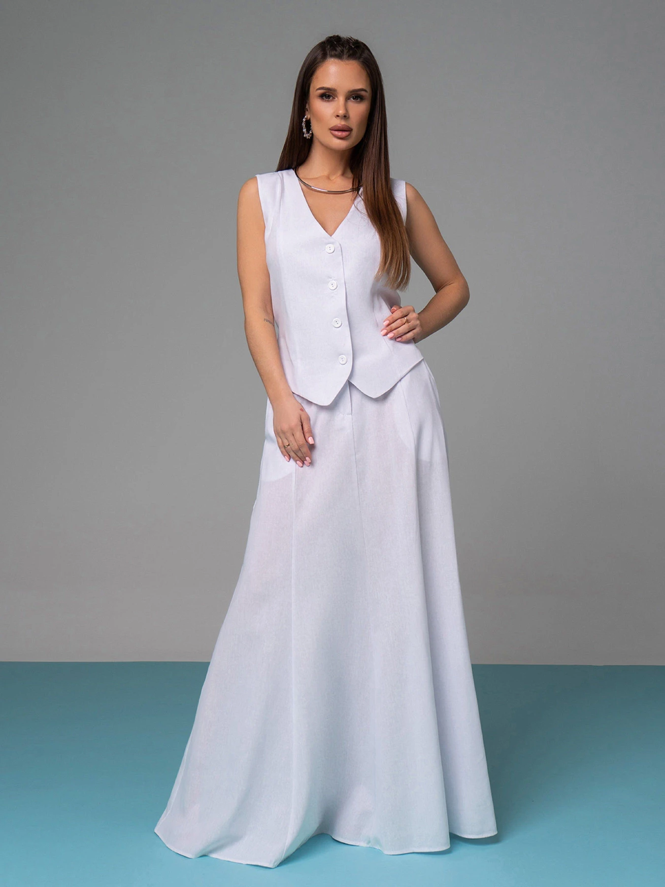 Костюми ISSA Plus модель 14627_белый Костюми ISSA Plus модель 14627_белый Фото