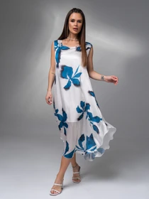 Платья ISSA Plus модель 14616_белый_синий Фото