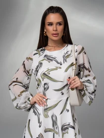 Сукні ISSA Plus модель 14617_белый_оливковый Фото