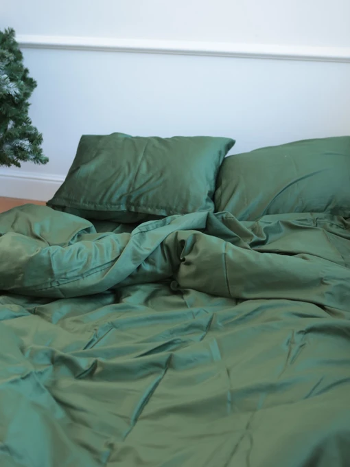 Комплект постельного белья с ткани Сатин Изумрудный цвет BedclozZzes модель 3649 Фото