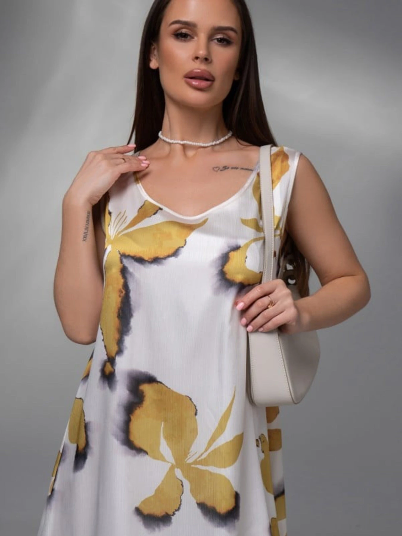 Сукні ISSA Plus модель 14616_белый_горчичный Сукні ISSA Plus модель 14616_белый_горчичный Фото