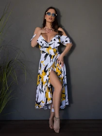 Сукні ISSA Plus модель 14678_белый_желтый Фото