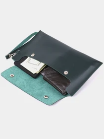Шкіряна практична тревел-косметичка Shvigel Зелений Shvigel модель bag24_16423 Фото