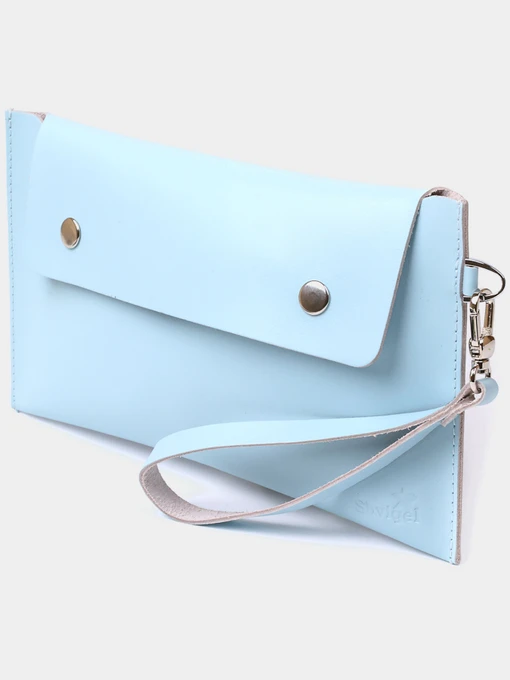 Кожаная женская тревел-косметичка Shvigel Голубой Shvigel модель bag24_16424 Фото