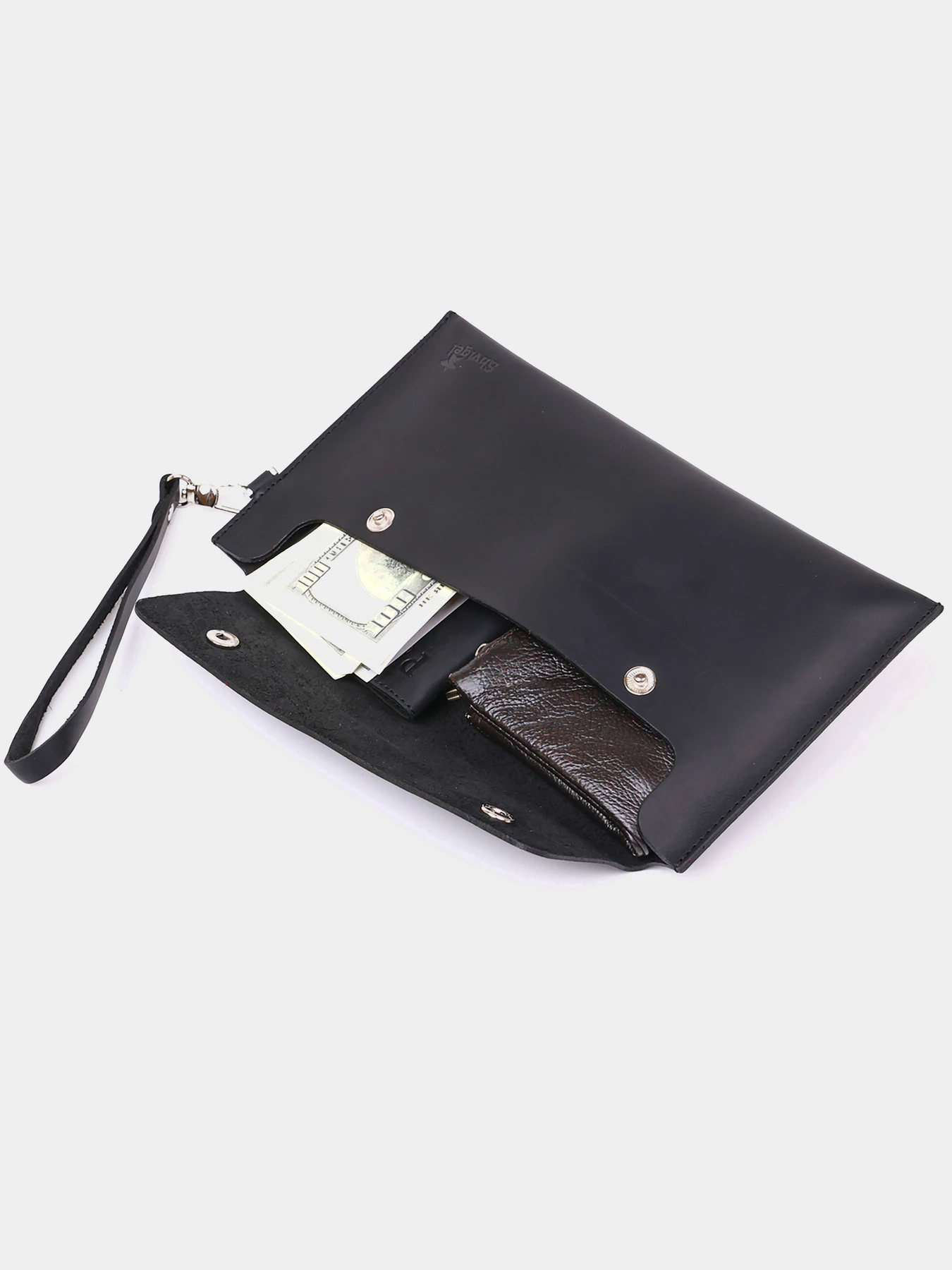 Шкіряна матова тревел-косметичка унісекс Shvigel Чорний Shvigel модель bag24_16426 Фото