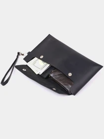 Шкіряна матова тревел-косметичка унісекс Shvigel Чорний Shvigel модель bag24_16426 Фото