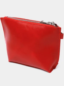 Женская глянцевая косметичка из натуральной кожи Shvigel Красный Shvigel модель bag24_16410 Фото