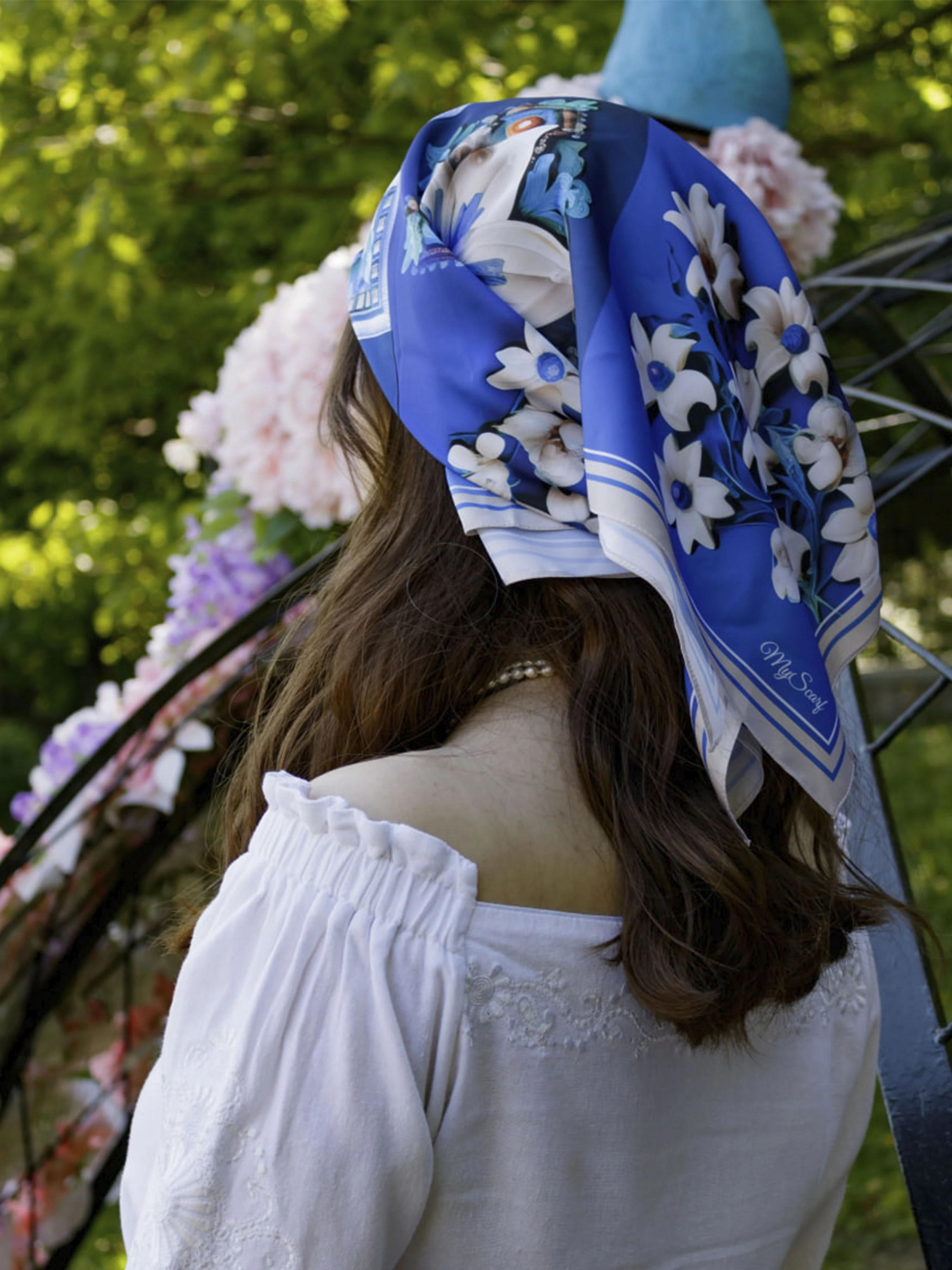 MyScarf Хустка колір білий/синій фото 3