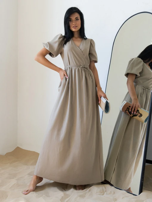 Лляна Жіноча Сукня максі Jadone Fashion фото 3