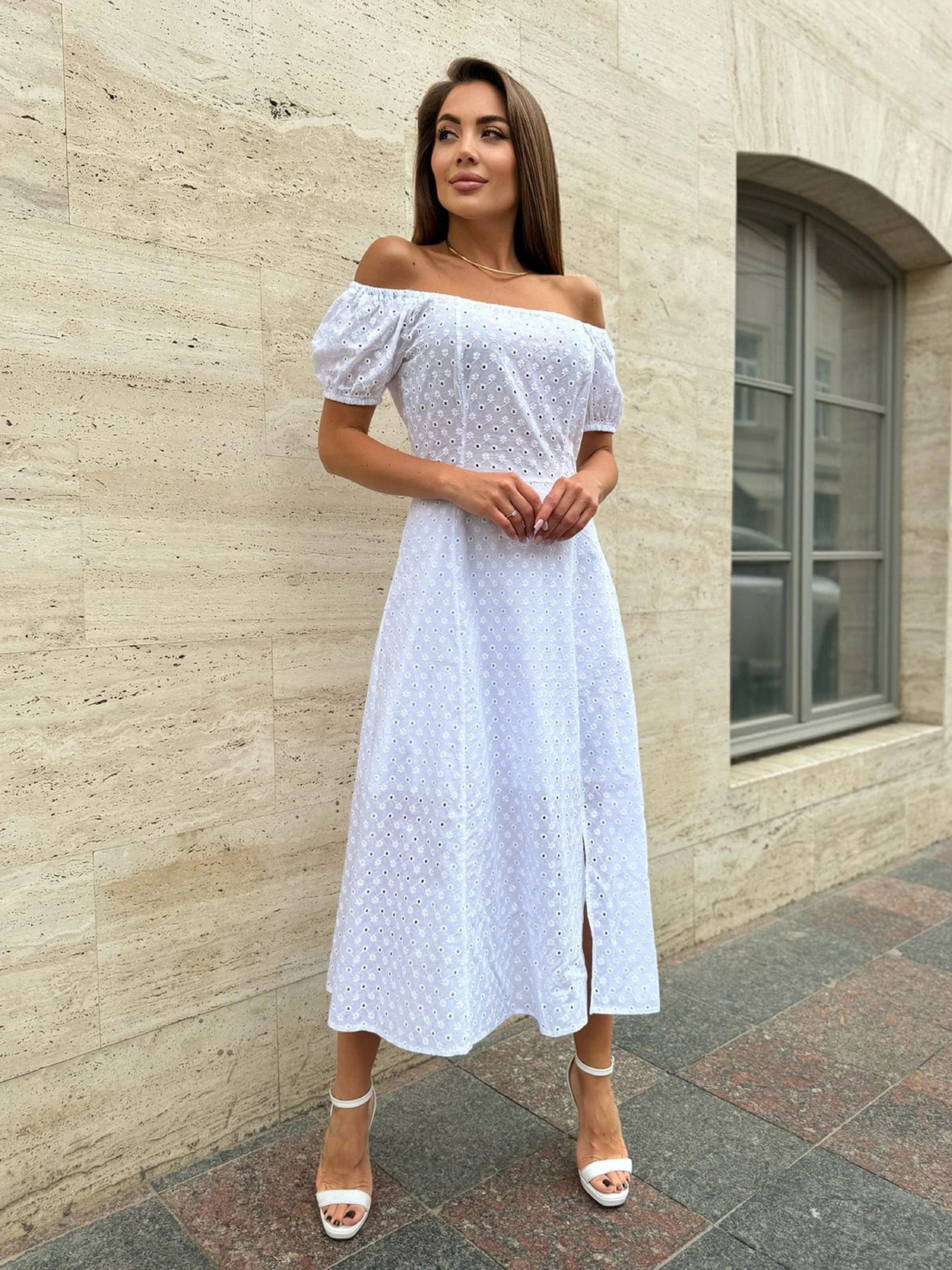 Платья ISSA Plus модель 14733_белый Платья ISSA Plus модель 14733_белый Фото