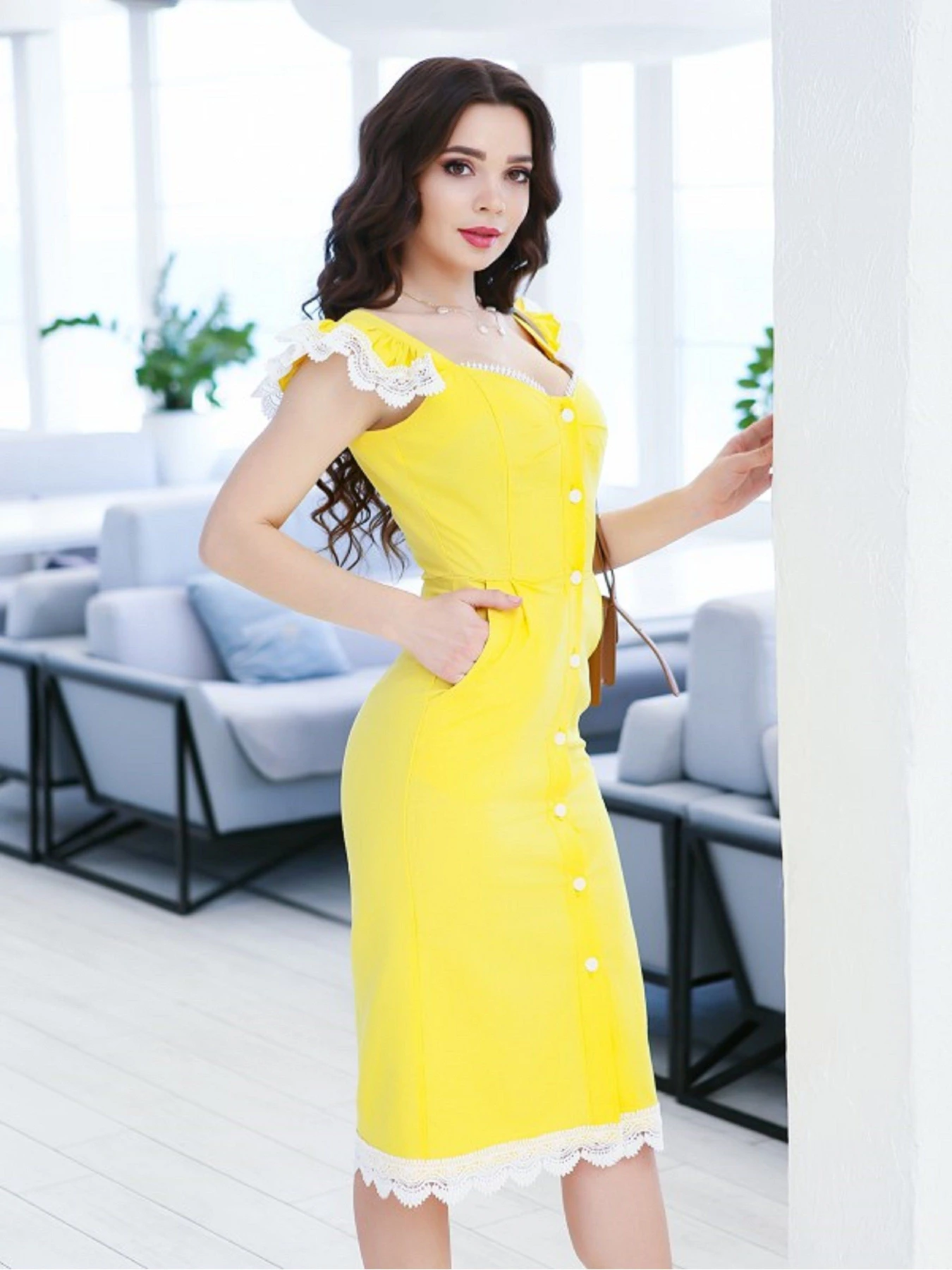 Платья ISSA Plus модель 11651_желтый Платья ISSA Plus модель 11651_желтый Фото