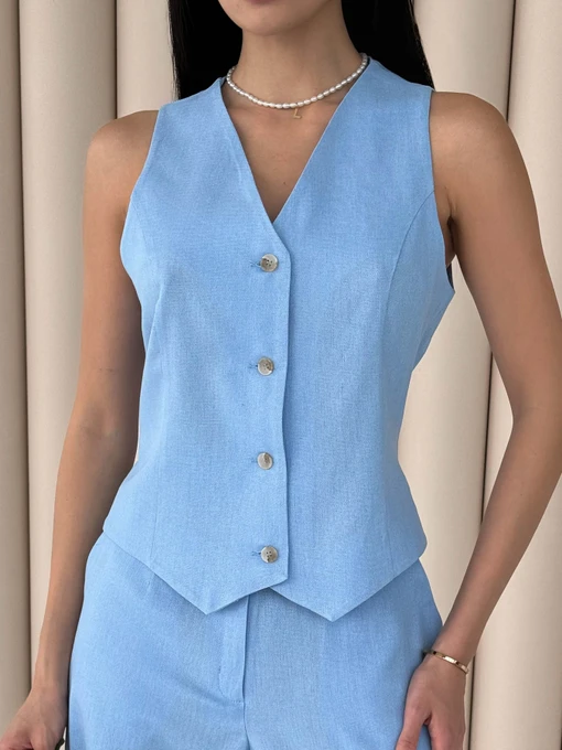 Лляний Жіночий Класичний жилет Jadone Fashion фото 3