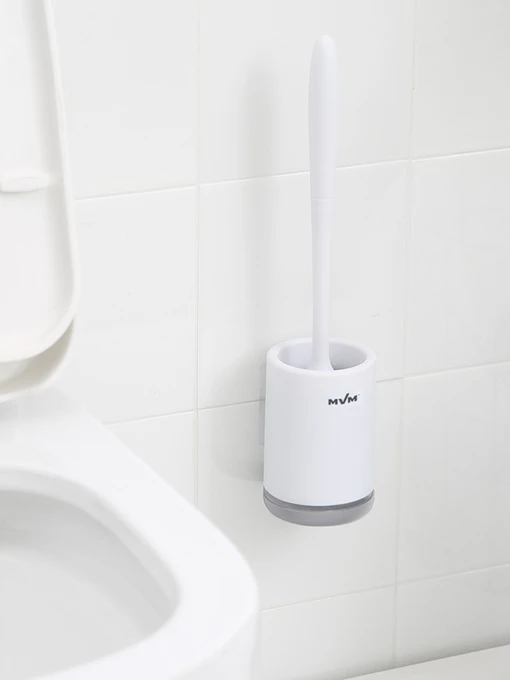 Йоржик з силіконовою щіткою клейкий настінний білий з сірим MBM HOME модель BP-12 WHITE/GRAY Фото