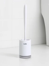 Ершик с силиконовой щеткой клеящийся настенный белый с серым MBM HOME модель BP-12 WHITE/GRAY Фото