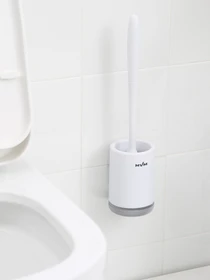 Йоржик з силіконовою щіткою клейкий настінний білий з сірим MBM HOME модель BP-12 WHITE/GRAY Фото