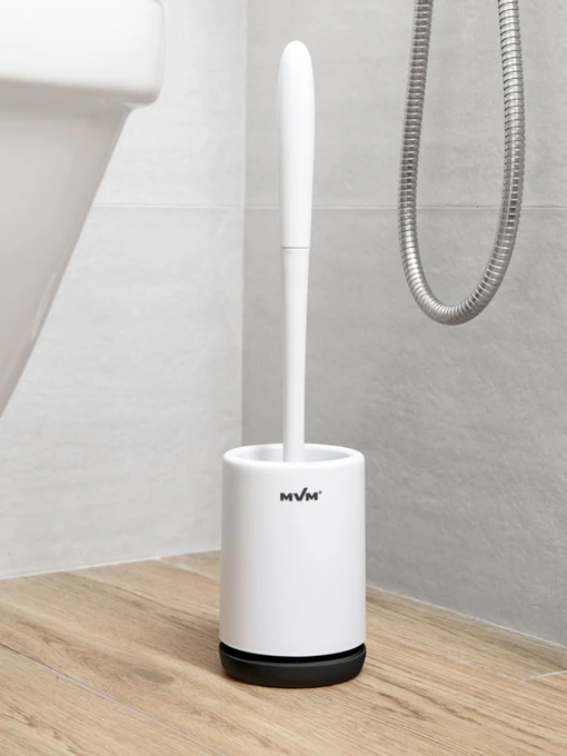 Йоржик з силіконовою щіткою підлоговий білий з чорним MBM HOME модель BP-13 WHITE/BLACK Фото