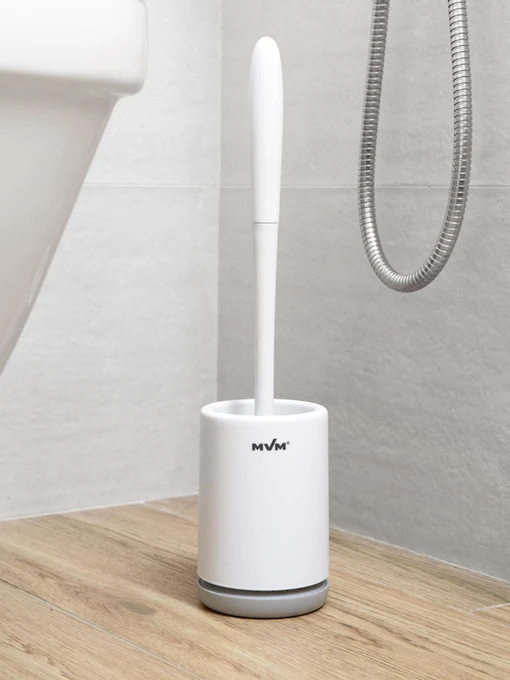 Йоржик з силіконовою щіткою підлоговий білий з сірим MBM HOME модель BP-13 WHITE/GRAY Фото