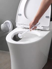 Йоржик з силіконовою щіткою клейкий настінний білий з сірим MBM HOME модель BP-21 WHITE/GRAY Фото