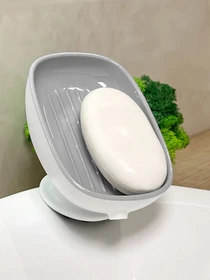 Мыльница на присоске белая с серым MBM HOME модель BP-38 WHITE/GRAY Фото