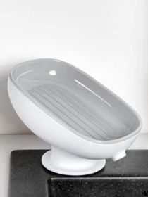 Мыльница на присоске белая с серым MBM HOME модель BP-38 WHITE/GRAY Фото