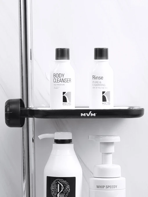 Полиця на душову штангу та змішувач з фіксатором чорна MBM HOME модель BP-22 BLACK Фото