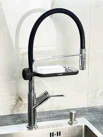 Полка на душевую штангу и смеситель с фиксатором черная MBM HOME модель BP-22 BLACK Фото