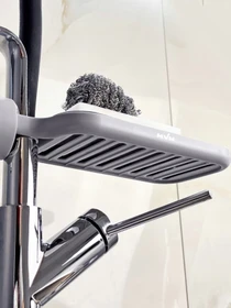 Полка на душевую штангу и смеситель с фиксатором серая MBM HOME модель BP-22 GRAY Фото