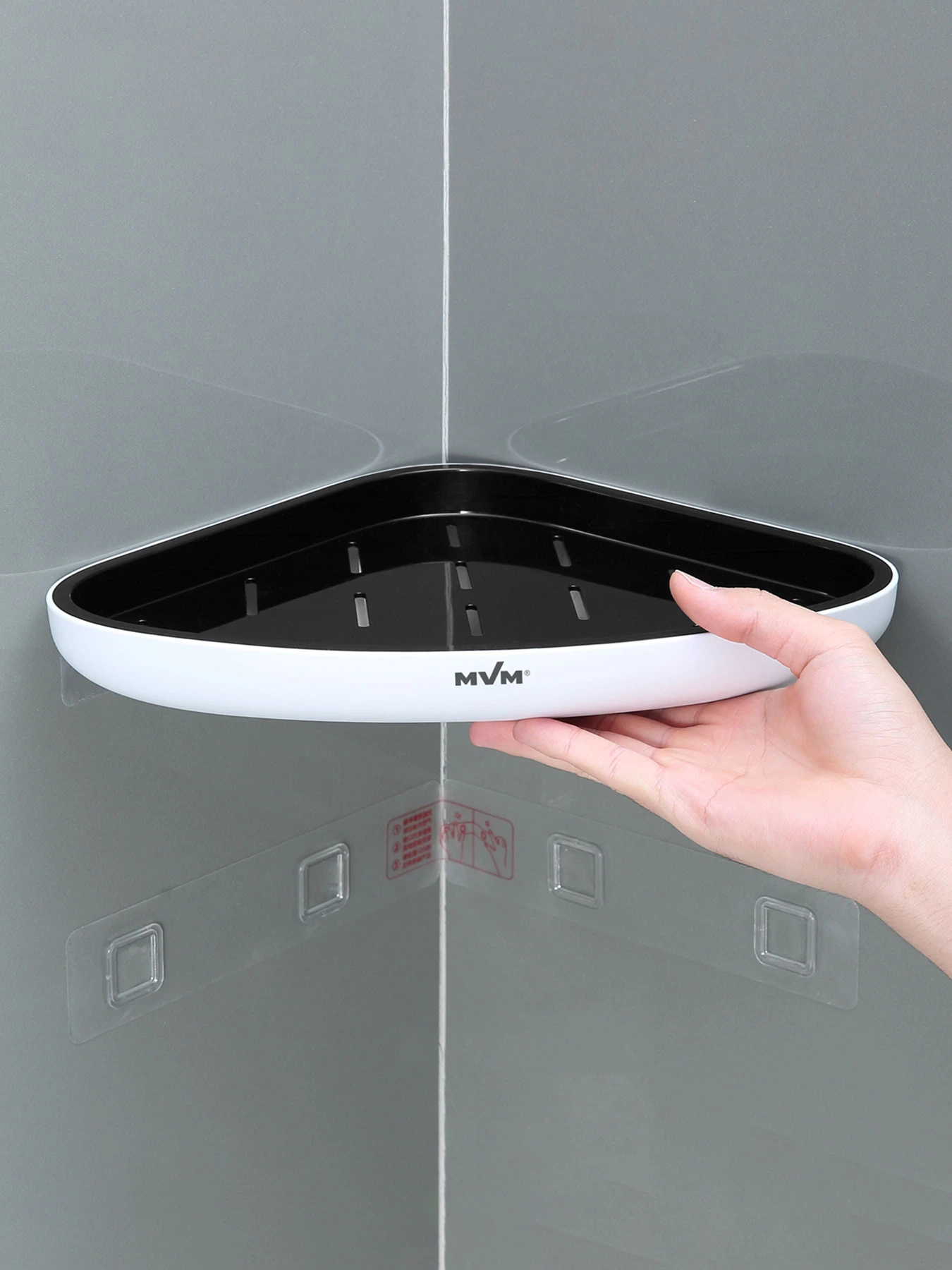 Полка угловая клеящаяся белая с черным MBM HOME модель BP-26 WHITE/BLACK Полка угловая клеящаяся белая с черным MBM HOME модель BP-26 WHITE/BLACK Фото