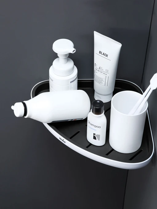 Полиця кутова клейка біла з чорним MBM HOME модель BP-26 WHITE/BLACK Фото