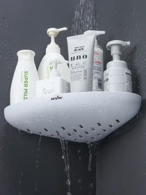 Полка угловая клеящаяся белая с черным MBM HOME модель BP-26 WHITE/BLACK Фото