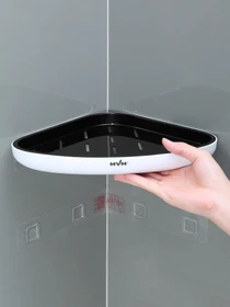 Полка угловая клеящаяся белая с черным MBM HOME модель BP-26 WHITE/BLACK Фото