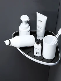 Полиця кутова клейка біла з чорним MBM HOME модель BP-26 WHITE/BLACK Фото