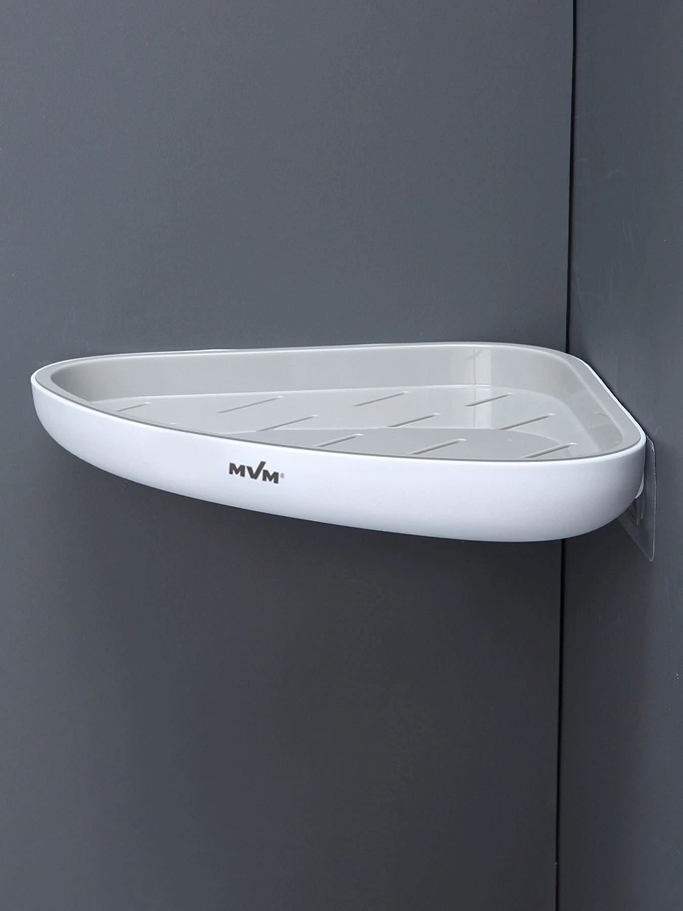Полиця кутова клейка біла з сірим MBM HOME модель BP-26 WHITE/GRAY Фото
