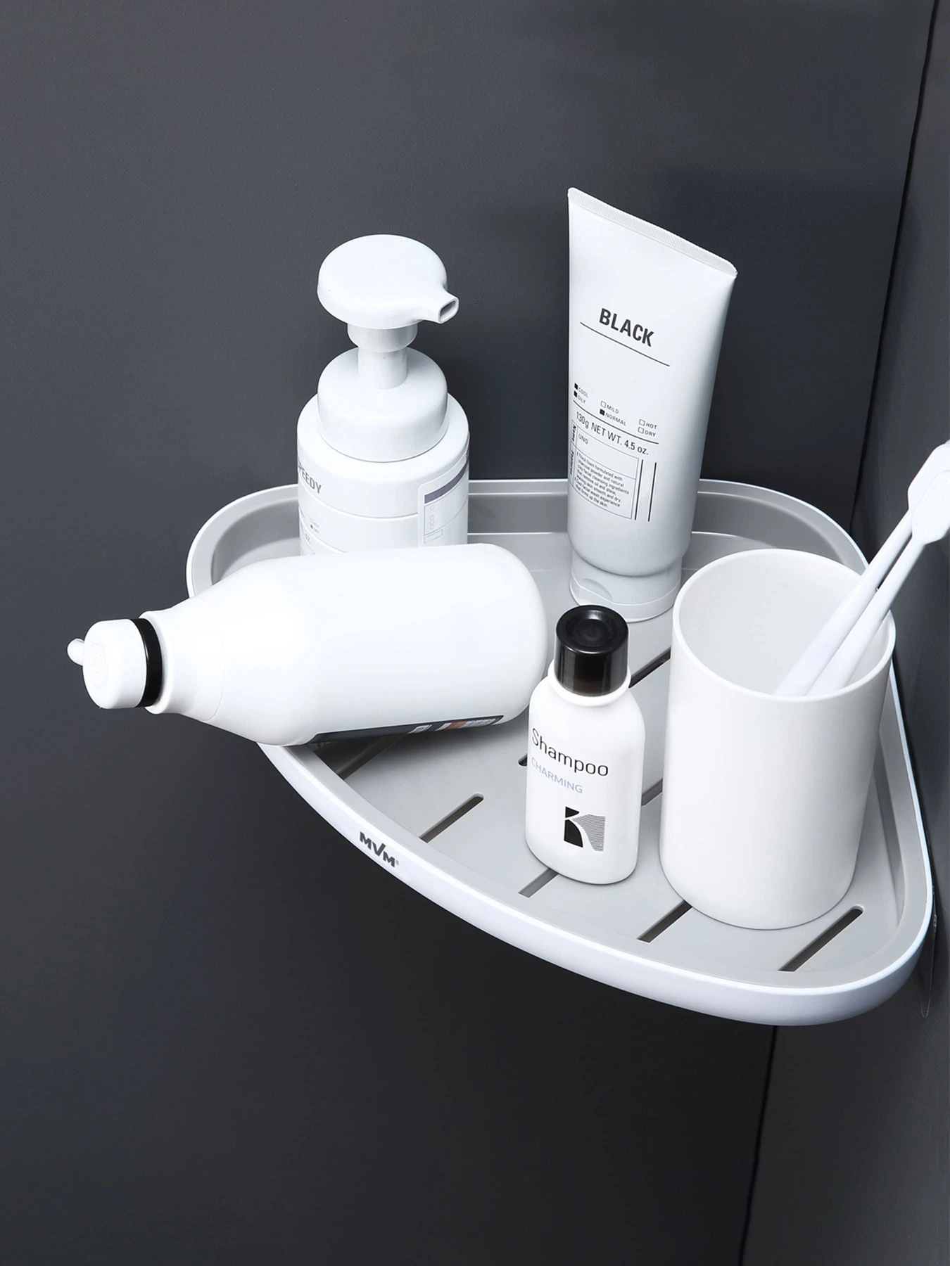 Полиця кутова клейка біла з сірим MBM HOME модель BP-26 WHITE/GRAY Фото