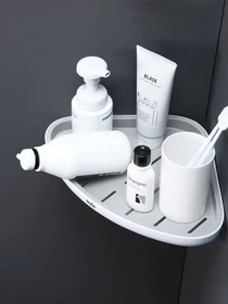 Полиця кутова клейка біла з сірим MBM HOME модель BP-26 WHITE/GRAY Фото