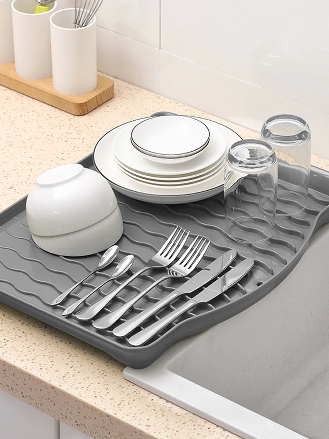 Сушарка для посуду сіра MBM HOME модель DR-01 GRAY Фото