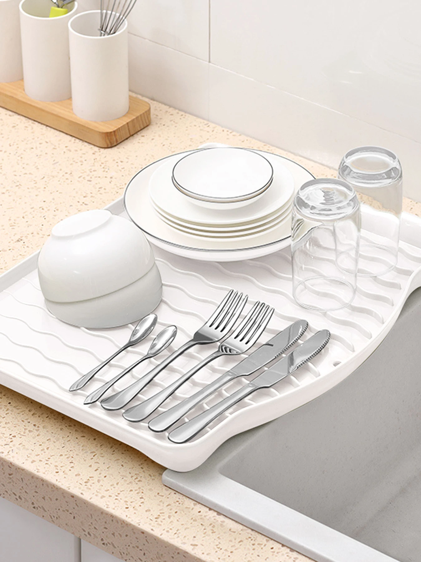 Сушарка для посуду біла MBM HOME модель DR-01 WHITE Фото