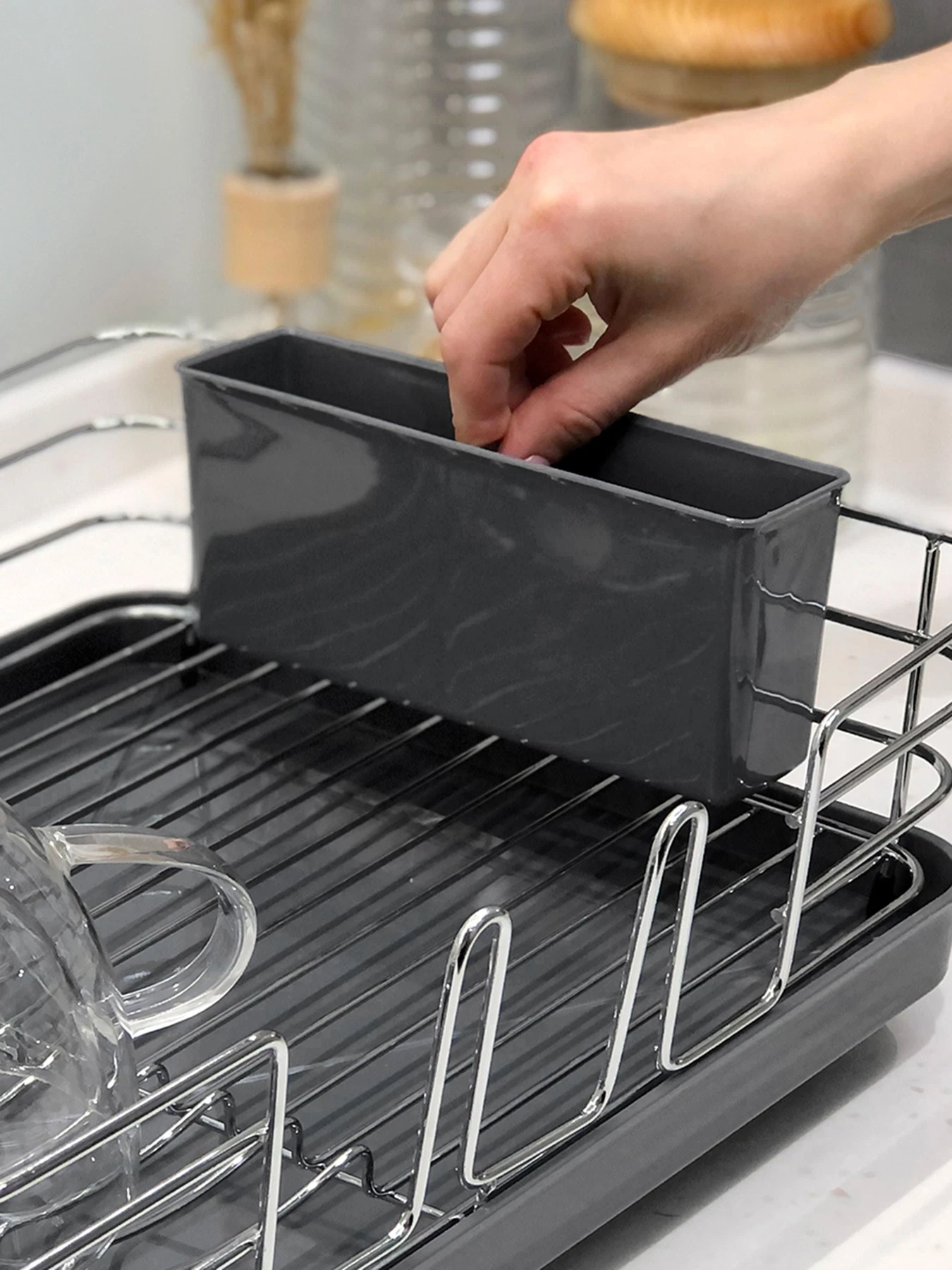 Сушарка для посуду з органайзером сіра MBM HOME модель DR-02 GRAY Сушарка для посуду з органайзером сіра MBM HOME модель DR-02 GRAY Фото
